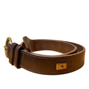Ralph Lauren Leather Belt Solid Brass Buckle Brown‎ Menswear Classic Stylish